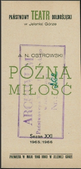 Późna miłość - program [Dokument życia społecznego]