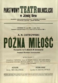 Późna miłość - afisz premierowy [Dokument życia społecznego]