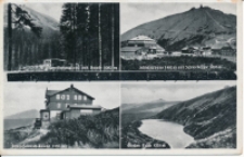 Melzergrund mit Baude 1003 m, Schlesierhaus 1400 m mit Schneekoppe 1605 m, Prinz-Heinrich-Baude 1410 m, Groser Teich 1225 m [Dokument ikonograficzny]