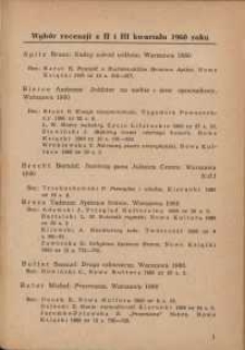 Wybór recenzji z II i III kwartału 1960