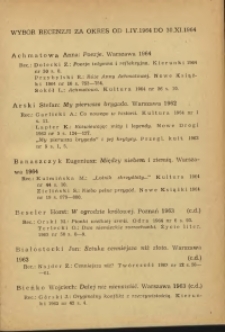 Wybór recenzji za okres 1.IV-30.XI.1964