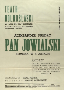 Pan Jowialski - afisz premierowy [Dokument życia społecznego]