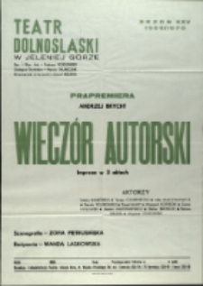 Wieczór autorski - afisz premierowy [Dokument życia społecznego]