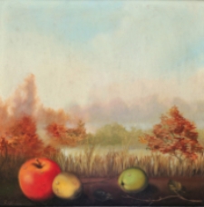Pejzaż z jabłkami [Dokument ikonograficzny]
