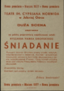 Śniadanie - afisz [Dokument życia społecznego]