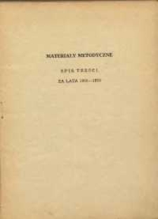 Materiały metodyczne, spis treści za lata 1966-1970
