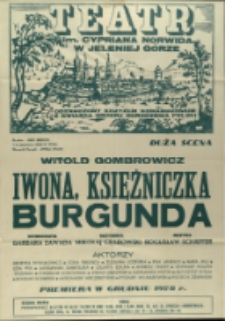 Iwona, księżniczka Burgunda - afisz premierowy [Dokument życia społecznego]