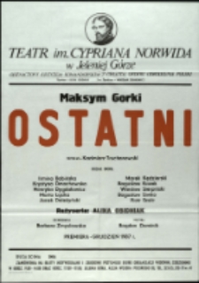 Ostatni - afisz premierowy [Dokument życia społecznego]