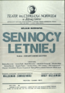 Sen nocy letniej - afisz premierowy [Dokument życia społecznego]