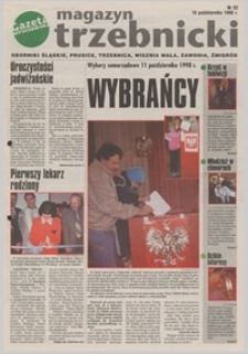 Magazyn Trzebnicki : Oborniki Śląskie, Prusice, Trzebnica, Wisznia Mała, Zawonia, Żmigród : dodatek do "Gazety Wrocławskiej", 1998, nr 52 [16.10]