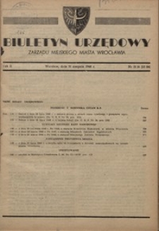 Biuletyn Urzędowy Zarządu Miejskiego Miasta Wrocławia, R. 2, 1948, nr 15/16 (23-24) [31 sierpnia]