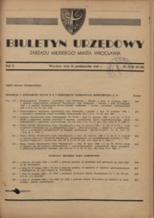 Biuletyn Urzędowy Zarządu Miejskiego Miasta Wrocławia, R. 2, 1948, nr 19/20 (27-28) [30 października]