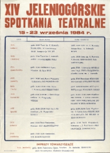 XIV Jeleniogórskie Spotkania Teatralne - afisz [Dokument życia społecznego]
