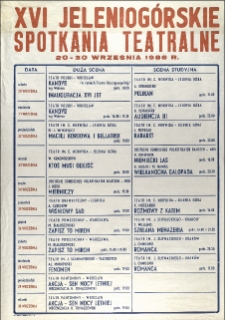 XVI Jeleniogórskie Spotkania Teatralne - afisz [Dokument życia społecznego]