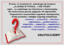 Z liczbą w tytule... i nie tylko : czyli... co wspólnego ma literatura z matematyką - afisz [Dokument życia społecznego]