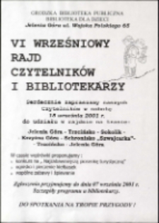 VI Wrześniowy Rajd Czytelników i Bibliotekarzy - afisz [Dokument życia społecznego]