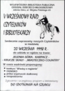 V Wrześniowy Rajd Czytelników i Bibliotekarzy - afisz [Dokument życia społecznego]