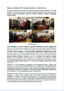 Wybory w Oddziale PTTK „Sudety Zachodnie” w Jeleniej Górze [Dokument elektroniczny]