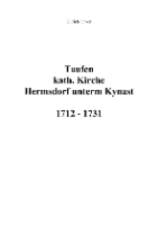 Taufen kath. Kirche Hermsdorf unterm Kynast 1712 - 1731 [Dokument elektroniczny]