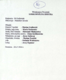 Lekkomyślna siostra - notatka [Dokument życia społecznego]