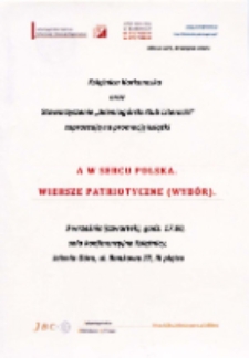A w sercu Polska. Wiersze patriotyczne (wybór) : promocja książki - ulotka [Dokument życia społecznego]