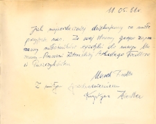 Spotkanie z Markiem i Krystyną Fiedlerami, wpis do kroniki, 11.05.1981 r. [Dokument ikonograficzny]