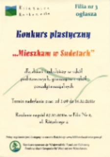 Mieszkam w Sudetach : konkurs plastyczny - afisz [Dokument życia społecznego]