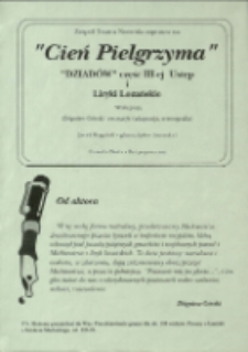 Cień pielgrzyma "Dziadów" część III-ej Ustęp i "Liryki lozańskie" - ulotka [Dokument życia społecznego]