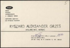 Ryszard Aleksander Grześ. Malarstwo, Witraż - zaproszenie [Dokumenty życia społecznego]