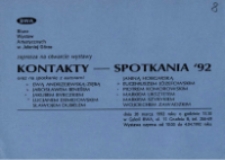 Kontakty - Spotkania' 92 - zaproszenie [Dokumenty życia społecznego]