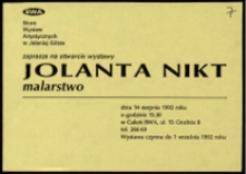 Jolanta Nikt. Malarstwo - zaproszenie [Dokumenty życia społecznego]