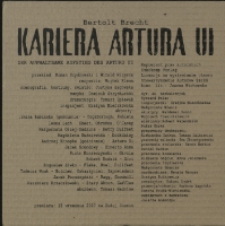 Kariera Artura Ui - program [Dokument życia społecznego]