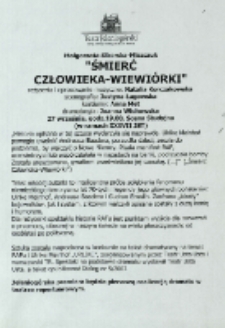 Śmierć Człowieka-Wiewiórki - ulotka [Dokument życia społecznego]