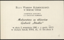Malarstwo ze zbiorów Galerii Studio - zaproszenie [Dokument życia społecznego]