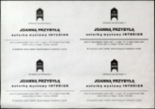 Spotkanie z Joanną Przybyłą, autorką wystawy "Interior" - zaproszenie [Dokument życia społecznego]
