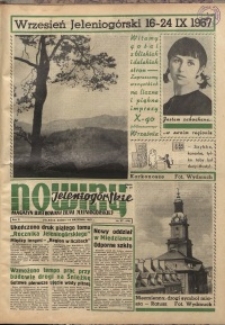 Nowiny Jeleniogórskie : magazyn ilustrowany ziemi jeleniogórskiej, R. 10, 1967, nr 37 (494)