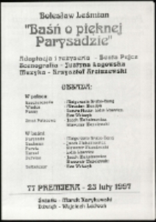 Baśń o pięknej Parysadzie - ulotka [Dokument życia społecznego]