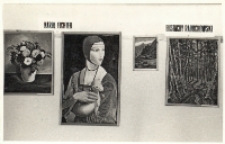 Zdjęcie fragmentu ekspozycji XIX Wojewódzkiego Przeglądu Plastyki Amatorskiej w Klubie Plastyka-Amatora w Obornikach Śląskich, 10-31.05.1984 r. (fot. 3) [Dokument ikonograficzny]