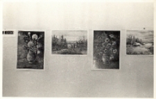 Zdjęcie fragmentu ekspozycji XIX Wojewódzkiego Przeglądu Plastyki Amatorskiej w Klubie Plastyka-Amatora w Obornikach Śląskich, 10-31.05.1984 r. (fot. 4) [Dokument ikonograficzny]