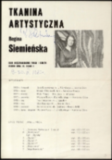 Regina Siemieńska. Tkanina - folder [Dokument życia społecznego]