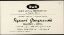 Ryszard Gieryszewski. Grafika, malarstwo - zaproszenie [Dokument życia społecznego]