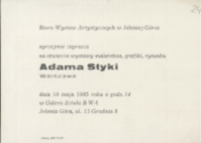 Adam Styka. Malarstwo, grafika, rysunek - zaproszenie [Dokument życia społecznego]
