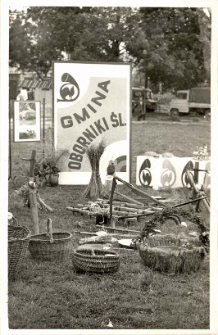 Zdjęcia z wystawy „Praca - Ziemia - Chleb” na turnieju „Kolorowe Wsie” w Oławie : ekspozycja gminy Oborniki zatytułowana „Praca dawniej i dziś”, 20.09.1987 r. [Dokument ikonograficzny]