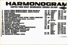 Reprodukcja fotograficzna afisza z harmonogramem stałych zajęć w Obornickim Ośrodku Kultury, 1988 r.