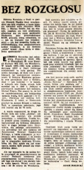 Wycinek z &bdquo;Tygodnika Ludowego&rdquo; z artykułem &bdquo;Bez rozgłosu&rdquo; o Elżbiecie Kornickiej, 11.05.1986 r.
