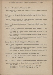 Wybór recenzji za okres 1.I-15.V.1963
