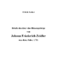 Briefe des &uuml;ber das Riesengebirge von Johann Friederich Zeidlera us dem Jahre 1731 [Dokument elektroniczny]