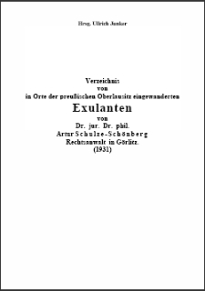 Verzeichnis von in Orte der preußischen Oberlausitz eingewanderten Exulanten Rechtsanwalt in Görlitz. (1931) [Dokument elektroniczny]