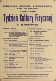 Tydzień Kultury Fizycznej : 4-11 czerwiec - afisz [Dokument życia społecznego]
