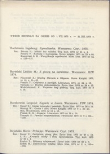 Wybór recenzji za okres 1.VII.1975-31.XII.1975